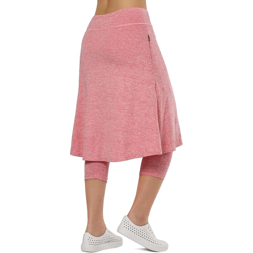 Xioker Pink Skirted Capri Leggings Golf Tennis Modest Athleisure Wear L - Picture 3 of 6
